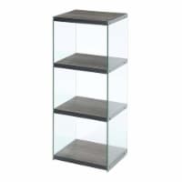 Pemberly Row Four-Tier Tower Bookcase in Gray Wood Finish