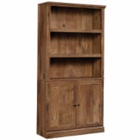 Pemberly Row Storage 3-Shelf 2-Door Tall Wood Bookcase in Vintage Oak