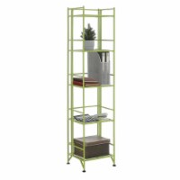 Pemberly Row Five-Tier Folding Shelf with Green Metal Frame