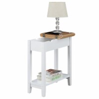 Pemberly Row Modern Wood End Table with Charging Station in White