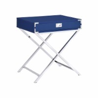 Bowery Hill Contemporary Nightstand in Glossy Blue
