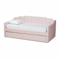 Bowery Hill Pink Velvet Twin Size Daybed with Trundle