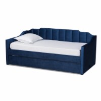 Bowery Hill Navy Blue Velvet Twin Size Daybed with Trundle