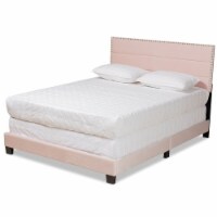 Bowery Hill Light Pink Upholstered Full Size Panel Bed