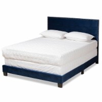 Bowery Hill Modern Navy Blue Upholstered Queen Size Panel Bed