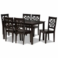 Bowery Hill Dark Brown Finished Wood 7-Piece Dining Set