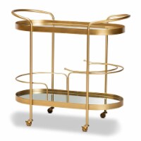 Bowery Hill Gold Finished Metal and Glass 2-Tier Mobile Wine Bar Cart