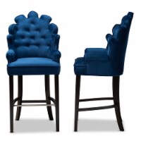 Bowery Hill Navy Blue and Dark Brown Finished Wood 2-Piece Bar Stool Set