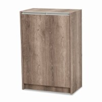 Bowery Hill Weathered Oak Finished Wood 2-Door Shoe Cabinet