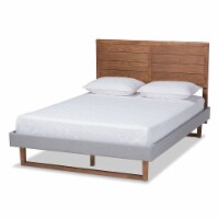 Bowery Hill Full Size Light Gray Upholstered Walnut Wood Platform Bed