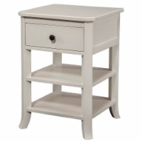 Bowery Hill Coastal 1 Drawer Wood Nightstand with 2 Shelves in White