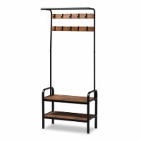 Bowery Hill Distressed Wood and Black Metal Finished Entryway Hall Tree