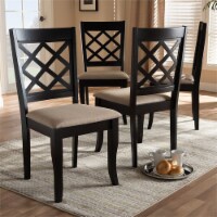Bowery Hill Wood Dining Chair in Sand and Espresso - Set of 4