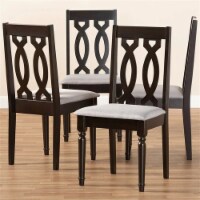 Bowery Hill 17.9 Modern Oak Wood Dining Chair in Chocolate/Gray (Set of 4)