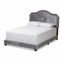 Bowery Hill Modern Upholstered Velvet Queen Size Bed wih Wood Frame in Gray