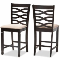 Bowery Hill 25 H Upholstered Wood Bar Stool in Sand and Brown Set of 2