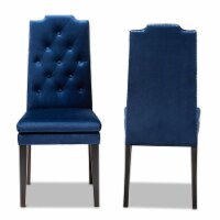Bowery Hill 20 H Button Tufted Wood Dining Chairs in Navy Blue (Set of 2)
