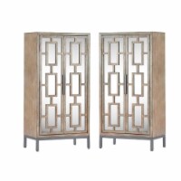 Home Square 2 Piece Mirrored Accent Cabinet Set in Ash Gray