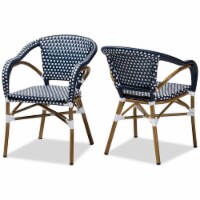 Bowery Hill Dining Side Chair in Navy and White (Set of 2)