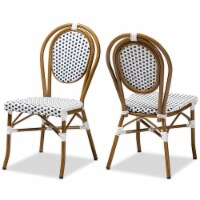 Bowery Hill Dining Side Chair in Navy and White (Set of 2)