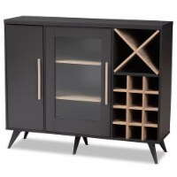 Bowery Hill Wine Cabinet in Dark Grey and Oak