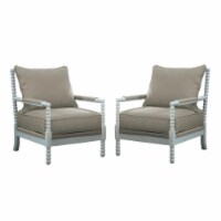 Home Square 2 Piece Solid Wood Living Room Accent Chair Set in Beige/White