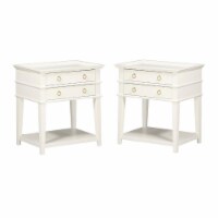 Home Square 2-Drawer Tray Top Wood Nightstand Set in White (Set of 2)