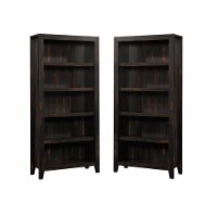 Home Square 5 Shelf Engineered Wood Bookcase Set in Char Pine (Set of 2)
