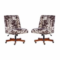 Home Square 2 Piece Upholstered Wood Office Chair Set in Cow Print Brown
