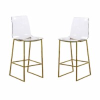 Home Square 2 Piece Acrylic Seat Counter Stool Set in Polished Brown