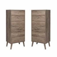 Home Square 6 Drawer Wood Chest Set in Drifted Gray (Set of 2)