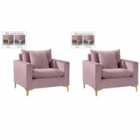 Home Square 2 Piece Upholstered Velvet Accent Chair Set in Pink