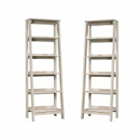 Home Square 5 Shelf Wood Bookcase Set in Chalked Chestnut (Set of 2)