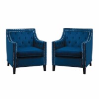 Home Square 2 Piece Velvet Upholstered Accent Chair Set in Navy