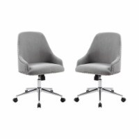 Home Square 2 Piece Swivel Fabric Carnegie Desk Chair Set in Gray