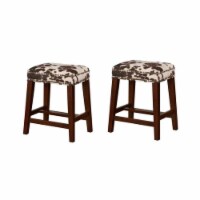 Home Square 2 Piece 24.5 Height Wood Cow Print Counter Stool Set in Brown