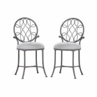 Home Square 2 Piece Metal Vanity Stool Set in Metallic Gray