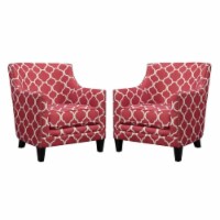 Home Square 2 Piece Clover Print Fabric Accent Arm Chair Set in Red