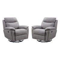 Home Square 2 Piece Glider and Swivel Power Recliner Set in Light Gray