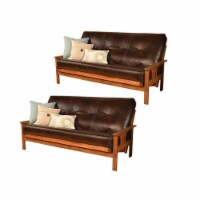 Home Square 2 Piece Full-size Faux Leather Futon Mattress Set in Java Brown