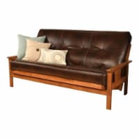 Pemberly Row Traditional Full-size Faux Leather Futon Mattress in Java Brown