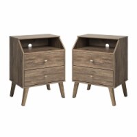 Home Square 2 Drawer Cubby Wood Nightstand Set in Drifted Gray (Set of 2)