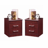 Home Square Contemporary 2 Drawer Wooden Nightstand Set in Mahogany (Set of 2)