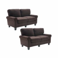 Home Square 2 Piece Polyester Fabric Loveseat Set in Dark Brown