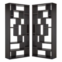 Furniture of America Hazo Black Wood Open Bookcase in Cappuccino Set of 2