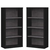 Home Square 4 Shelf 48  Modern Wooden Bookcase in Black and Gray ( Set of 2 )
