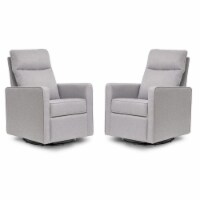 Home Square 2 Piece Pillowback Swivel Polyester Glider Set in Misty Gray