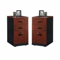 Home Square 3 Drawer Wood Filing Cabinet Set in Classic Cherry (Set of 2)