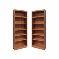 Home Square 2 Piece Traditional Tall 6-shelf Wood Bookcase Set in Dry Oak