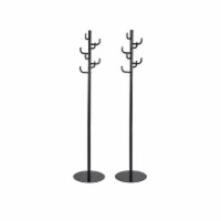 Home Square 2 Piece Steel Hook Head Coat Rack Set in Black